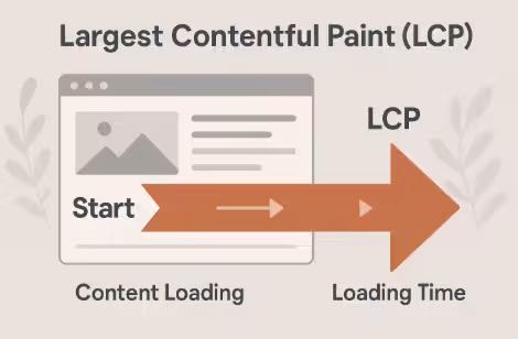 Diagram explaining Largest Contentful Paint (LCP) by showing how main content loads during page rendering
